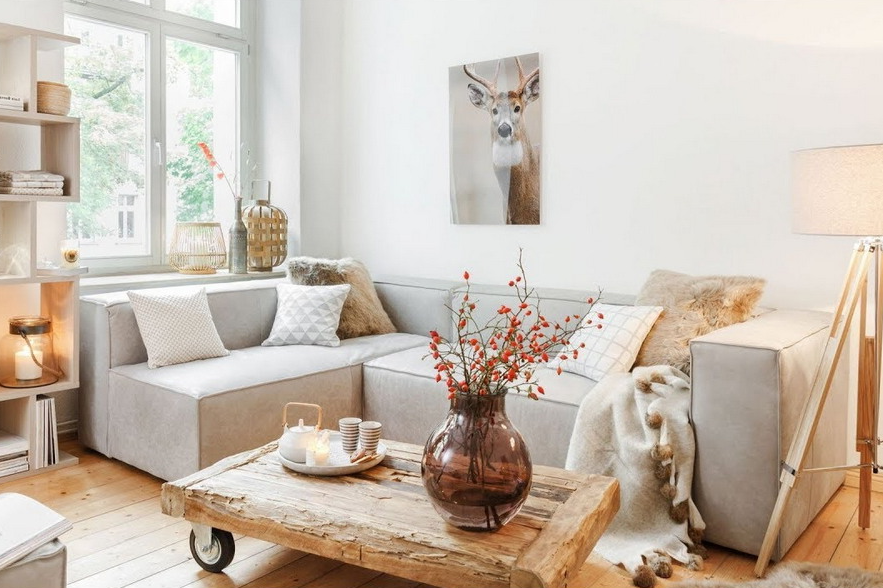 дизайн интерьера гостиной в стиле сканди